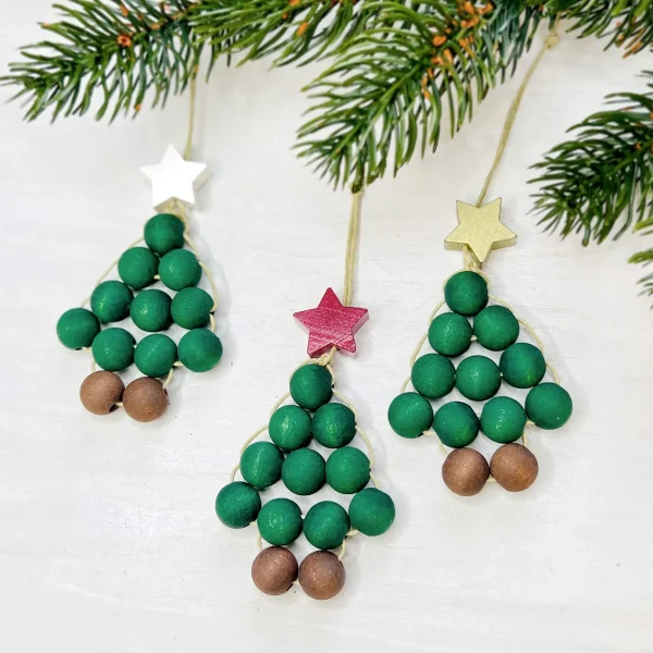 Pearl Christmas Tree Ornament 3-Piece Craft Set — Kiki-Ena Craft Materials Natural Wood