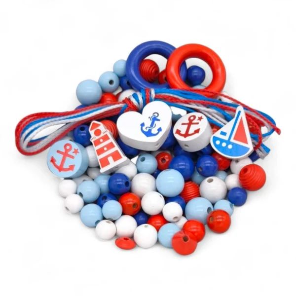 Sea breeze bead mix – maritime wooden bead mix for crafting — Kiki-Ena Craft Materials Natural wood