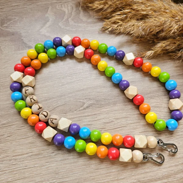 Personalised Phone Chain for Children "Rainbow" Craft Kit — Kiki-Ena Natural Wood Craft Materials