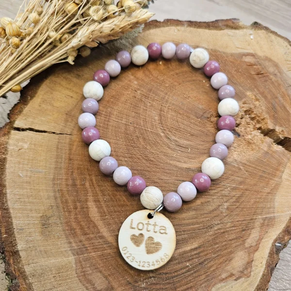 Personalised Dog Collar "Rosé" with Dog Tag Craft Kit — Kiki-Ena natural wood craft materials