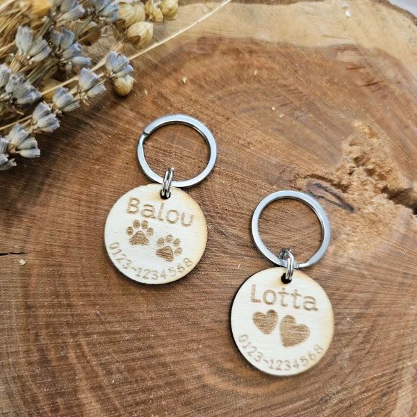Personalised wooden dog tag — Kiki-Ena craft materials natural wood