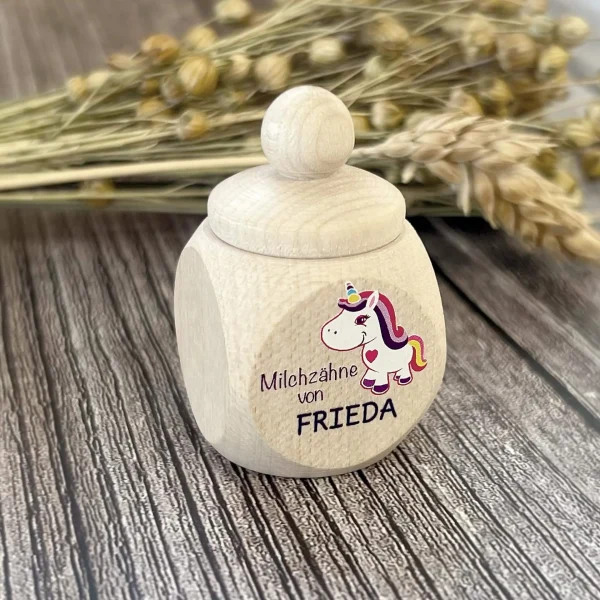Personalised Unicorn Tooth Keepsake Box with Custom Name — Kiki-Ena Natural Wood Craft Materials