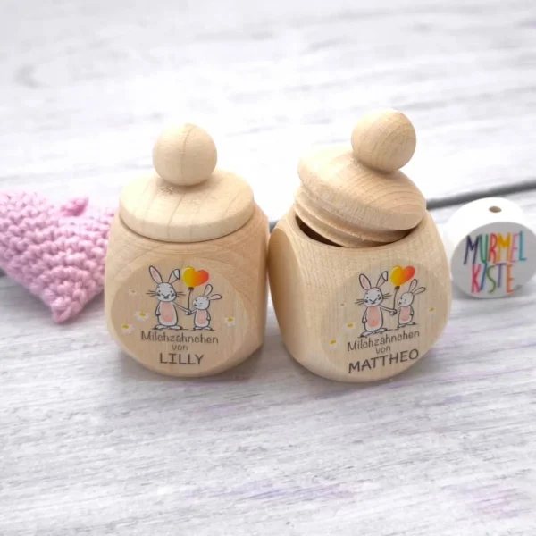 Personalised Rabbit Tooth Fairy Box with Custom Name — Kiki-Ena Craft Materials Natural Wood