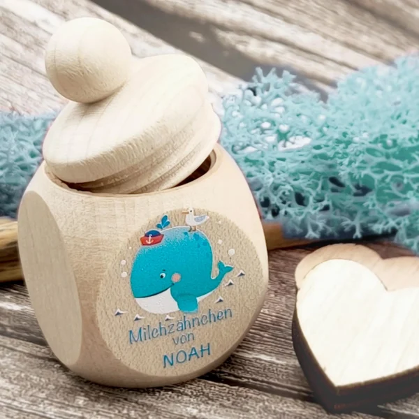 Personalised Whale Tooth Fairy Box with Custom Name – Blue — Kiki-Ena Craft Materials Natural Wood