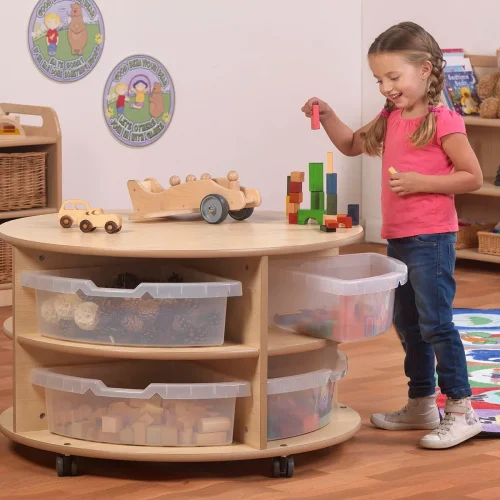 Double-Tier Mobile Circular Storage Unit — Millhouse Learning Toys School