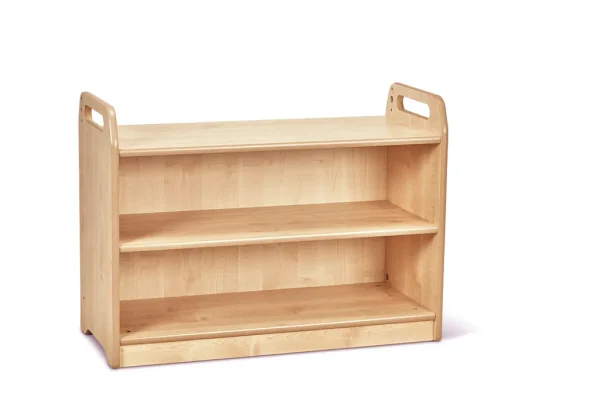 Shelf unit with display case and mirrored back panel (empty) — Millhouse Educational Play School