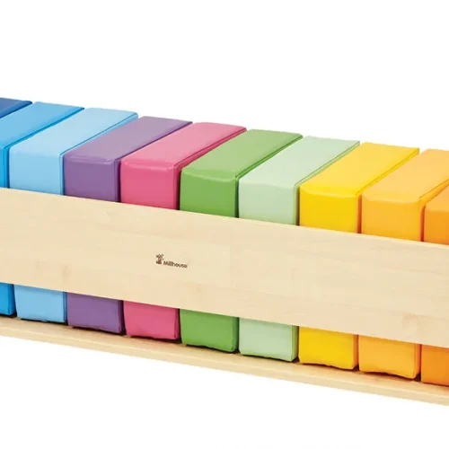 Rainbow-Coloured Cushion Set and Storage Unit — Millhouse Educational Toys School