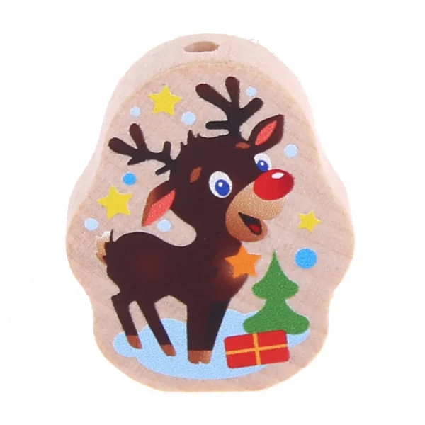 Reindeer Motif Bead Natural — Kiki-Ena Natural Wood Craft Materials
