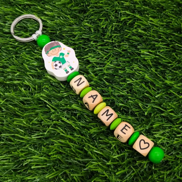 Footballer Keychain Craft Set • Green — Kiki-Ena Natural Wood Craft Materials