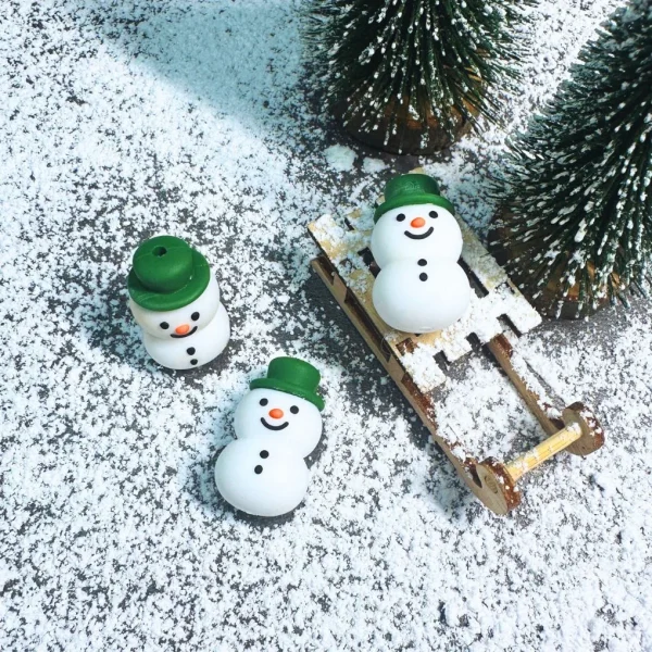 Snowman Silicone Motif Bead — Kiki-Ena Natural Wood Craft Materials