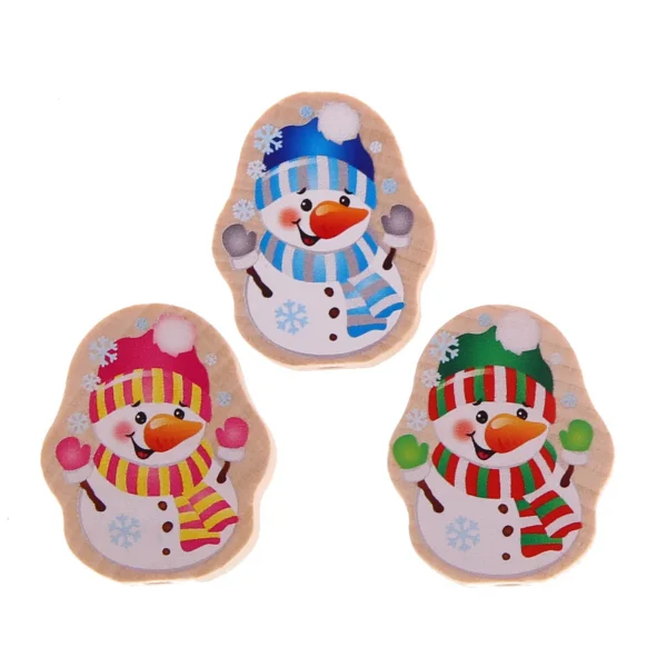 Snowman Focal Bead Natural — Kiki-Ena Natural Wood Craft Materials