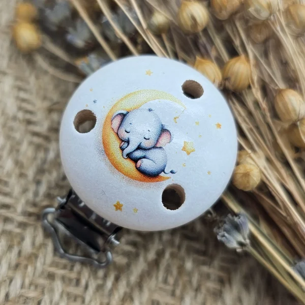 "Sleeping Elephant" Dummy Clip — Kiki-Ena natural wood craft materials