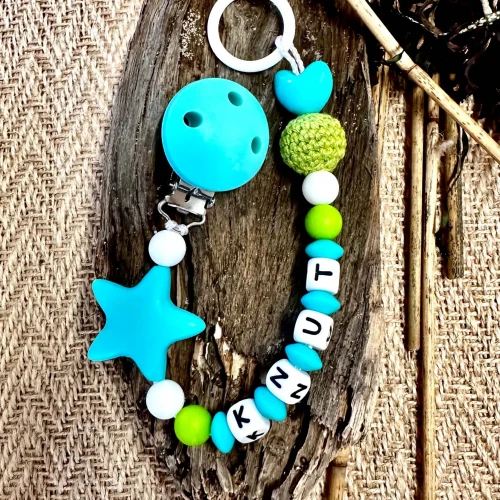 Silicone Dummy Chain Craft Kit "Light Turquoise" — Kiki-Ena Craft Materials Natural Wood