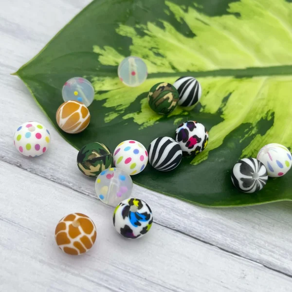 Patterned Silicone Bead 12mm