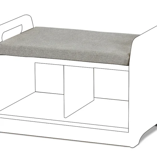 Cushioned seat – Compact low-level storage bench — Millhouse Educational Play School