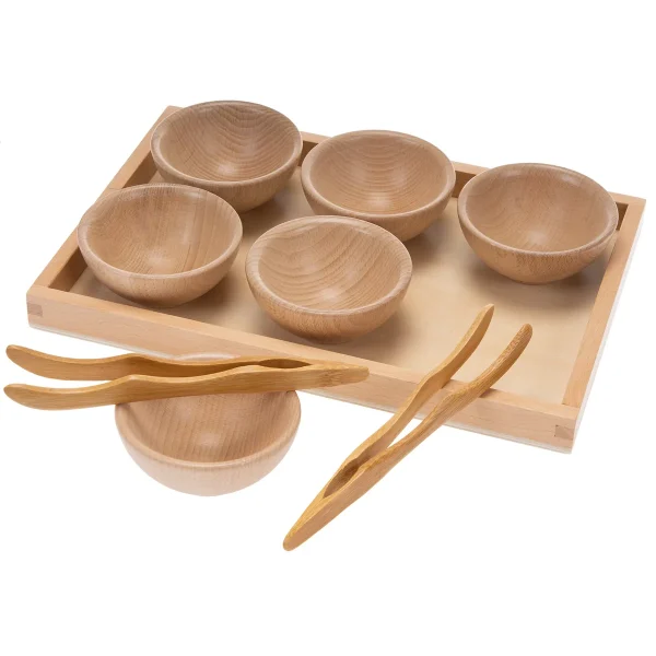 Wooden Tray with Sorting Bowls and Tweezers — Eduplay educational toy for nursery