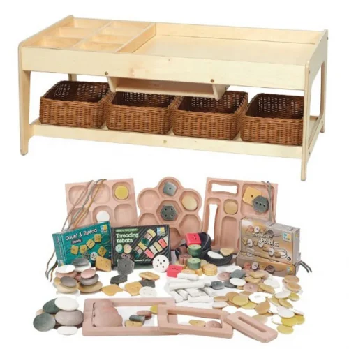 Play table for exploration with 4 baskets + PT1146 Parts Set — Millhouse School Educational Toys
