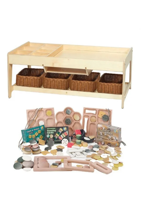 Play table for exploration with 4 baskets + PT1146 Parts Set — Millhouse School Educational Toys