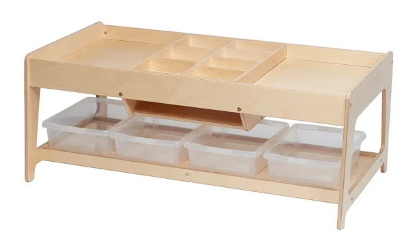 Play table for exploration with 4 transparent containers — Millhouse School Educational Toys