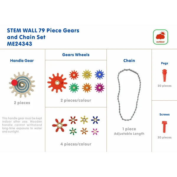 STEM Wall Accessories Gears and Chains 79-Piece — Kiki-Ena Craft Materials Natural Wood