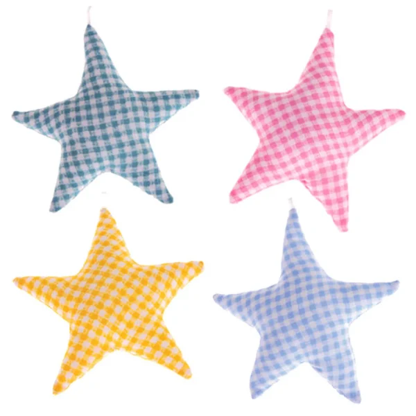 Checked Fabric Star — Kiki-Ena Craft Material Natural Wood