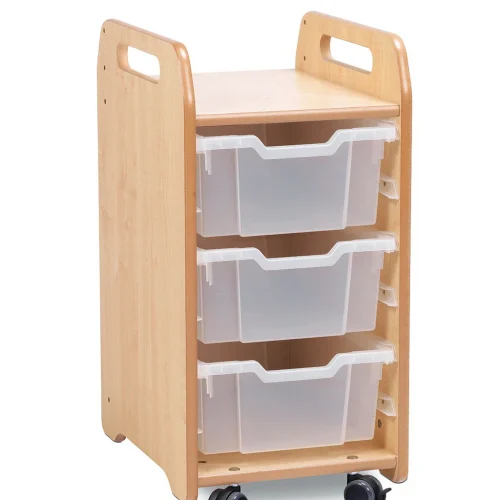 Tray storage unit (1 column) with 3 deep trays — Millhouse School Learning Toys
