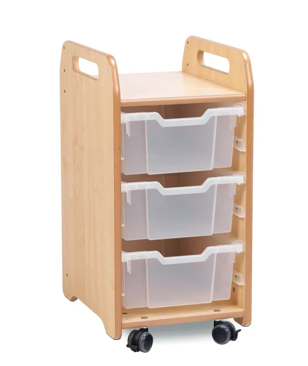 Tray storage unit (1 column) with 3 deep trays — Millhouse School Learning Toys