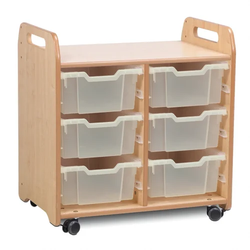 Tray storage unit (2 columns) with 6 deep trays — Millhouse School Learning Toys