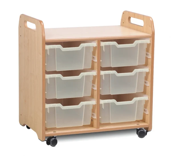 Tray storage unit (2 columns) with 6 deep trays — Millhouse School Learning Toys