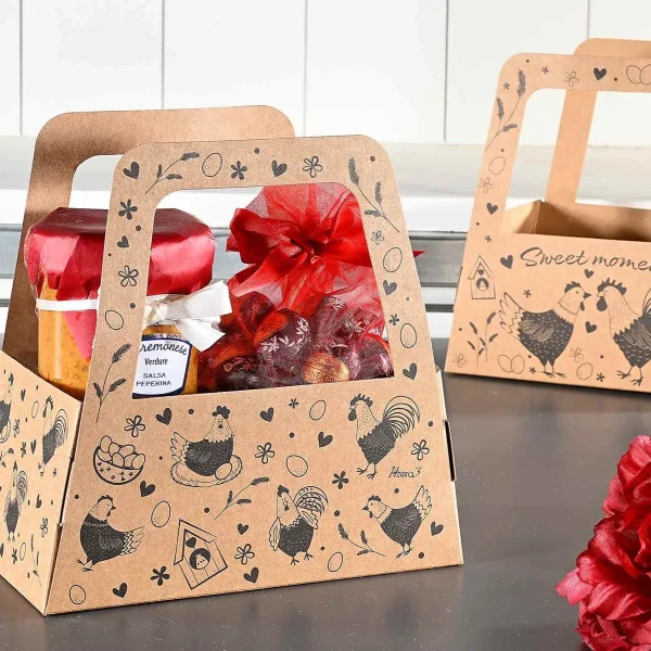 Kraft paper bag with chicken motif — Kiki-Ena Craft Materials Natural wood