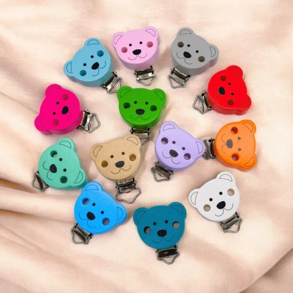 Teddy dummy clip wood clip — Kiki-Ena Craft Materials Natural wood