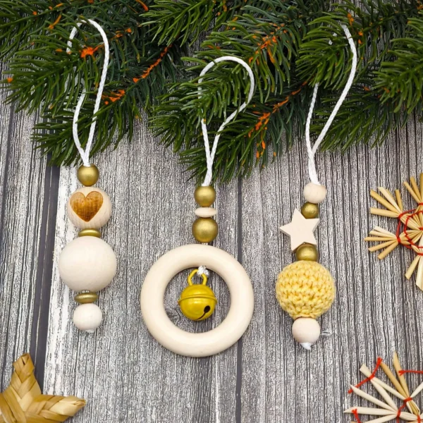 Christmas Ornament 3-Piece Craft Set - Gold — Kiki-Ena Craft Material Natural Wood