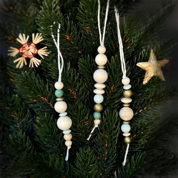 Christmas Pendant 3-Piece Craft Set incl. Bead Needle — Kiki-Ena Craft Materials Natural Wood