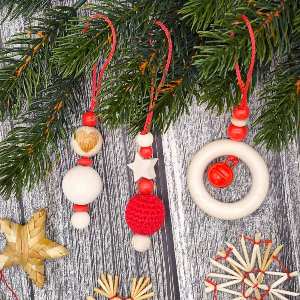 Christmas Ornament 3-Piece Craft Set - Red — Kiki-Ena Craft Material Natural Wood