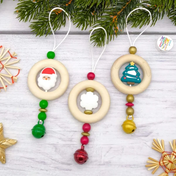 Christmas Ornament Wooden Ring 3-Piece Craft Set — Kiki-Ena Craft Material Natural Wood