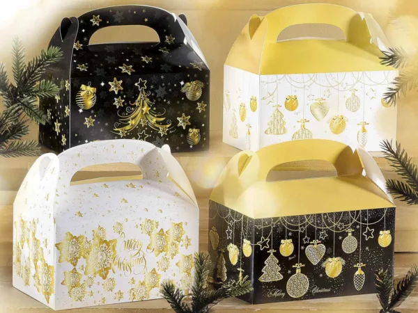 Christmas Box with Handle • Paper — Kiki-Ena Natural Wood Craft Materials