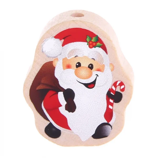 Natural Father Christmas bead — Kiki-Ena natural wood craft supplies