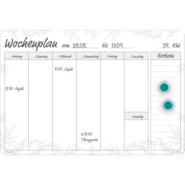 Whiteboard Weekly Planner A4 'My Week' Magnetic 4-Part — Eduplay Educational Toys Nursery